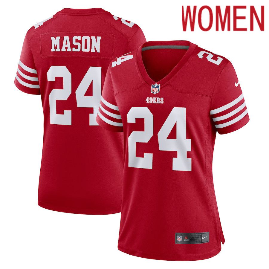 Women San Francisco 49ers #24 Jordan Mason Nike Scarlet Game Player NFL Jersey